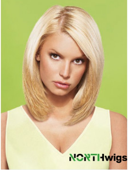 12 inch No-Fuss Blonde Short Straight Layered Jessica Simpson Wigs