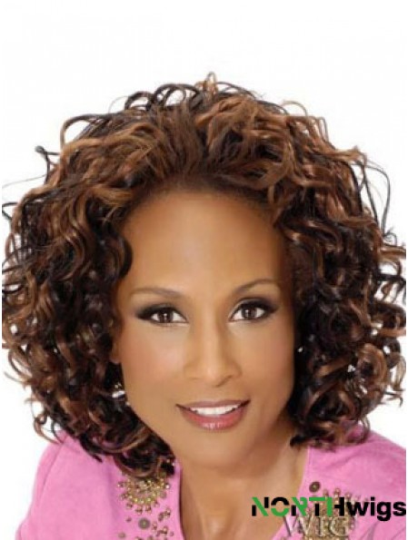 Brown Chin Length Curly Without Bangs Full Lace 12 inch Beverly Johnson Wigs