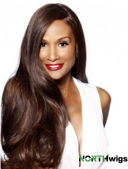 Brown Long Wavy Without Bangs Lace Front 24 inch Beverly Johnson Wigs