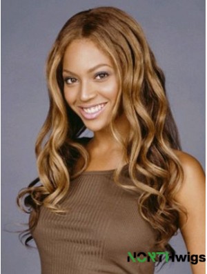 Brown Long Wavy Without Bangs Lace Front 22 inch  Wigs