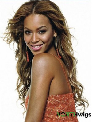 Brown Long Wavy Without Bangs Lace Front 22 inch  Wigs