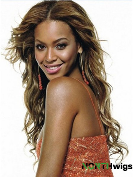 Brown Long Wavy Without Bangs Lace Front 22 inch  Wigs