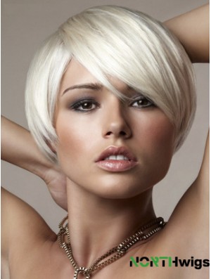 Capless Bobs Short Straight 8 inch Platinum Blonde Online Fashion Wigs