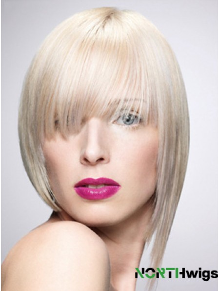 Monofilament Bobs Short Straight 10 inch Platinum Blonde New Fashion Wigs