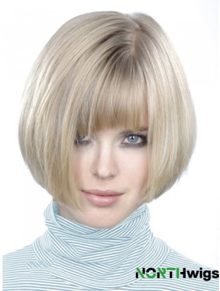 Monofilament Bobs Short Straight 10 inch Platinum Blonde Style Fashion Wigs