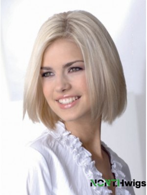 Full Lace Bobs Chin Length Straight 12 inch Platinum Blonde Sassy Fashion Wigs