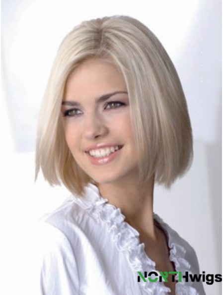 Full Lace Bobs Chin Length Straight 12 inch Platinum Blonde Sassy Fashion Wigs