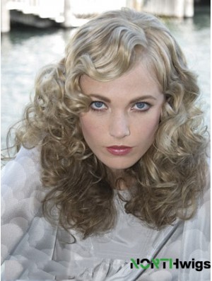 Lace Front Grey Shoulder Length Curly 16 inch Durable Fashion Wigs