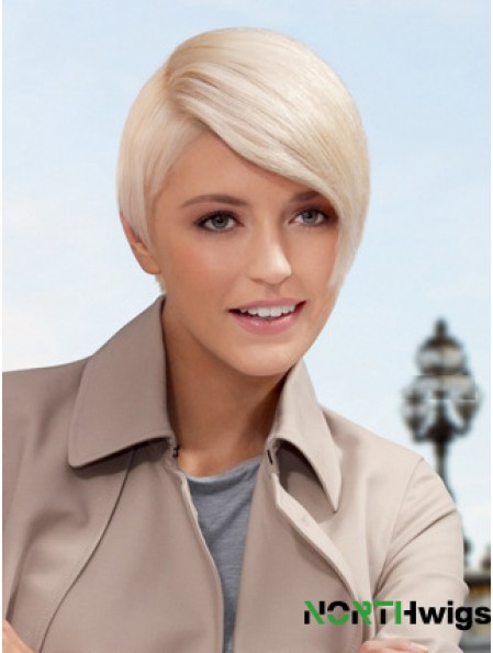 Lace Front Boycuts Short Straight 8 inch Platinum Blonde Style Fashion Wigs