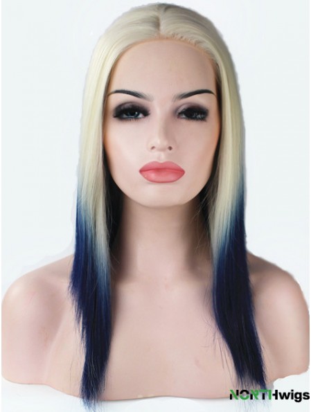 16 inch Ombre/2 Tone Long Without Bangs Straight Fashionable Lace Wigs