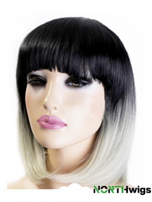 Modern 12 inch Chin Length Straight Wigs For Black Women