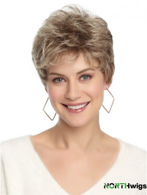 Synthetic Affordable Cropped Wavy Grey Wigs