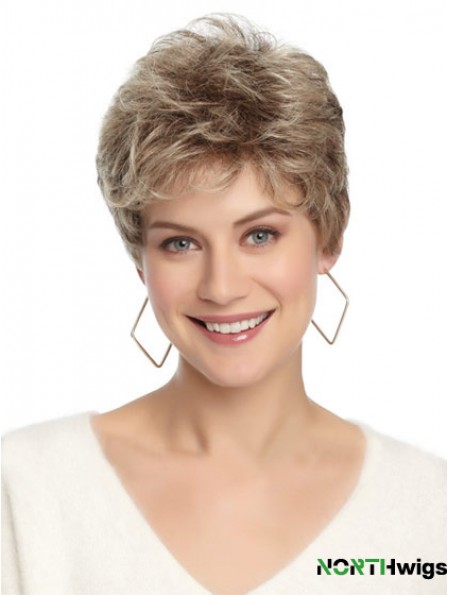 Synthetic Affordable Cropped Wavy Grey Wigs