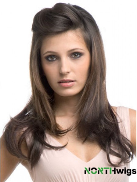 Long Wavy Brown Cheapest Synthetic Half Wigs