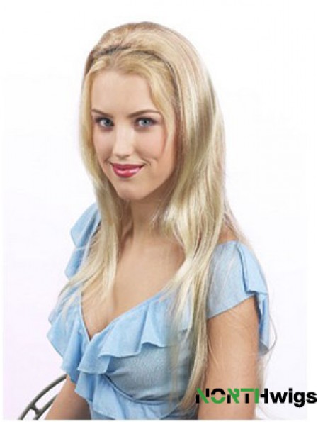 Suitable Blonde Synthetic Straight Hair Falls