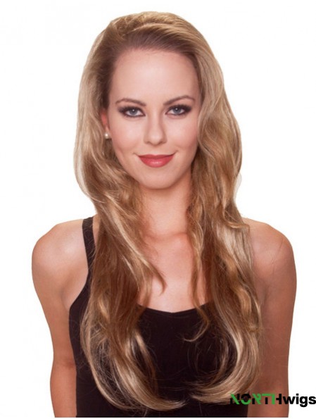 Long Straight Blonde Stylish Synthetic Half Wigs