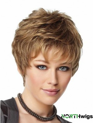 Blonde Wigs Boycuts Cropped Length Capless Synthetic Wavy Style