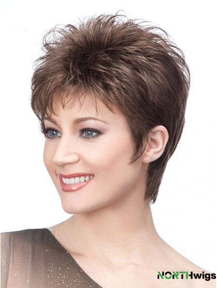 Brown Cropped Straight Boycuts Capless Wig Sales Online