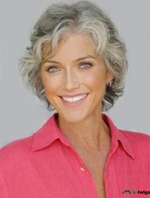 Synthetic Grey Styled Wigs With Capless Grey Cut Short Length