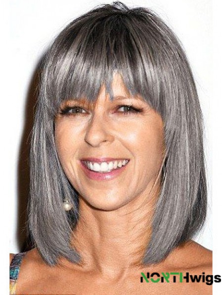 Straight Lace Front 12 inch Modern Shoulder Length Grey Wigs