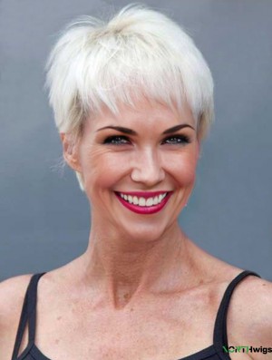 Buy Wigs With Remy Capless Straight Style Short Length Grey Cut