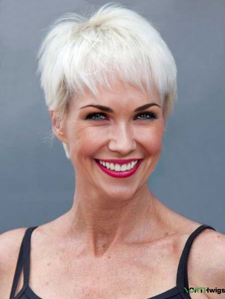 Buy Wigs With Remy Capless Straight Style Short Length Grey Cut