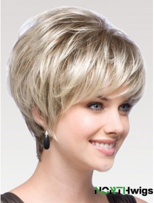 Capless Straight Layered Short 8 inch Modern Human Hair Wigs