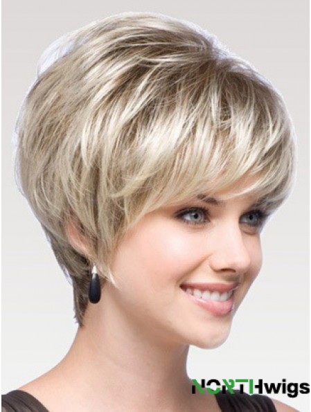 Capless Straight Layered Short 8 inch Modern Human Hair Wigs