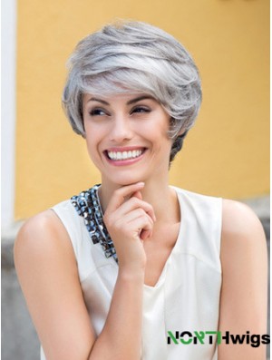 Wavy Lace Front 8 inch Top Short Grey Wigs