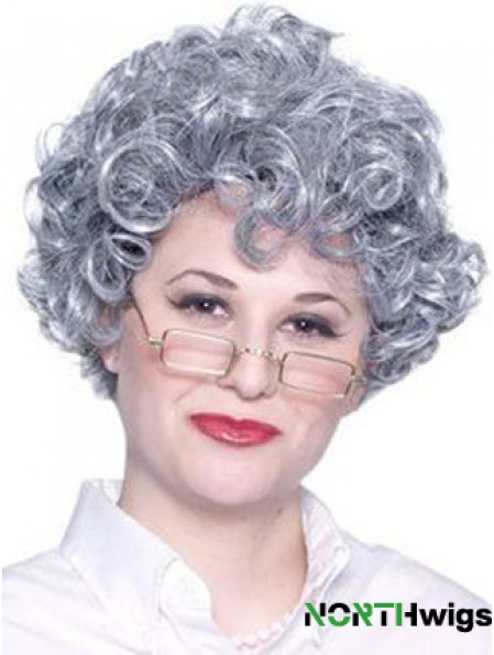 Curly Lace Front 8 inch Best Short Grey Wigs