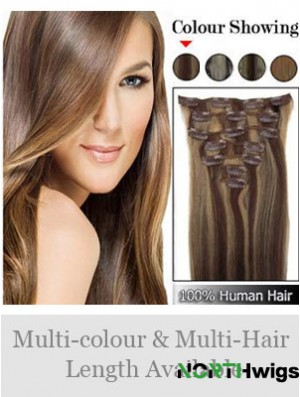 Beautiful Brown Straight Remy Human Hair Clip In Hair Extensions