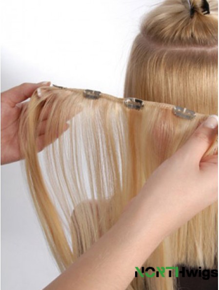 Hair Extension Clips Remy Straight Style Blonde Color