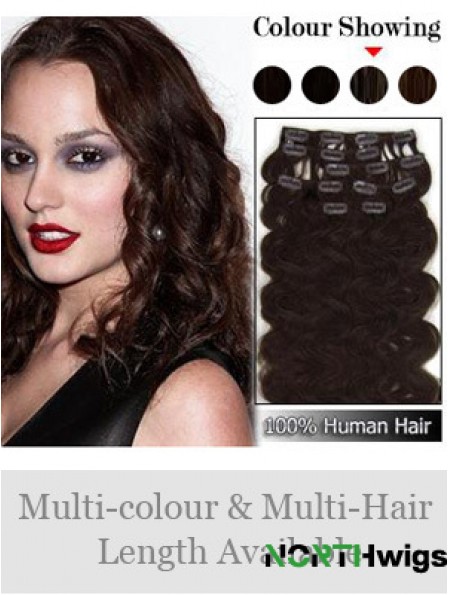 Exquisite Auburn Wavy Remy Human Hair Clip In Hair Extensions