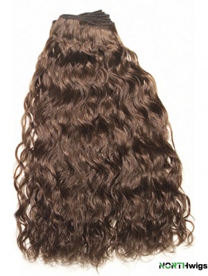 Curly Remy Human Hair Brown Top Weft Extensions