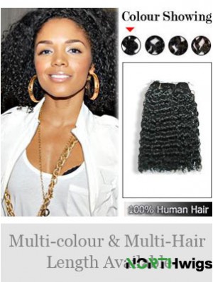 Curly Remy Human Hair Black Fashion Weft Extensions