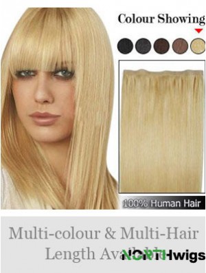 Straight Remy Human Hair Blonde Suitable Weft Extensions