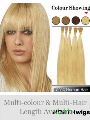 Blonde Straight Stick/I Tip Hair Extensions