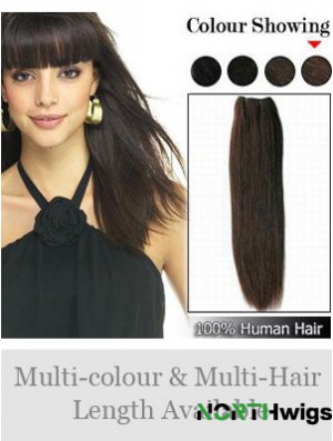 Straight Remy Human Hair Brown Durable Weft Extensions