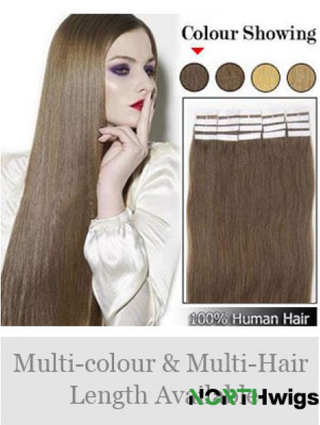 Brown Straight Exquisite Remy Human Hair Tape In Hair Extensions