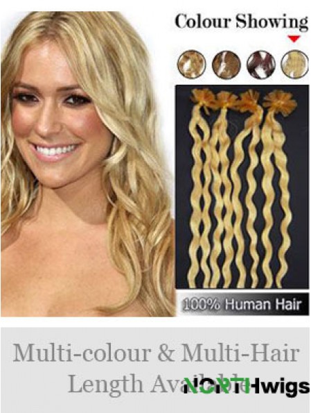 Blonde Curly Great Nail/U Tip Hair Extensions