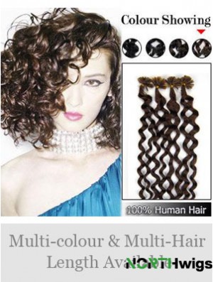 Brown Curly Soft Nail/U Tip Hair Extensions