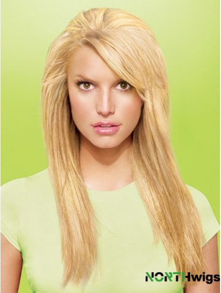 Sleek Blonde Straight Synthetic Clip In Hair Extensions