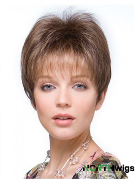 Comfortable Hair Toppers For Short Hair Straight Brown Cropped Hairpieces