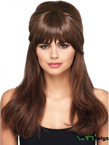 Designed Brown Straight Synthetic Clip In Hairpieces