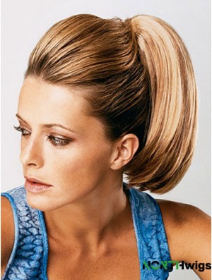 Ponytail Extensions Straight Style With Synthetic Brown Color