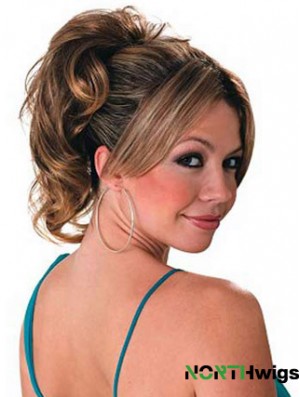 Ponytail Hair Extensions With Synthetic Wavy Style Brown Color