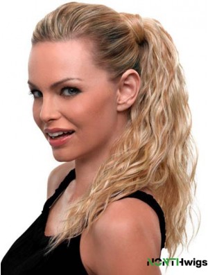 Blonde Ponytail Wavy Style Long Length With Synthetic